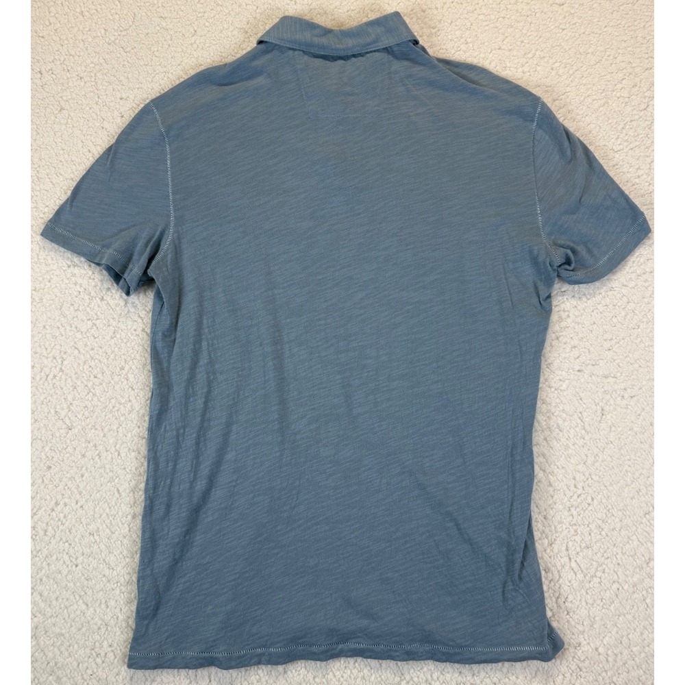 John Varvatos USA Mens Blue Slub Cotton Peace Sign Logo Polo Shirt S - Picture 7 of 7